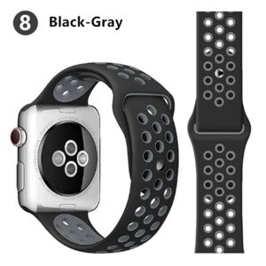 NEW BLACK-GRAY Sport Silicone Band FOR Apple Watch